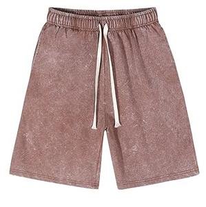 Último modelo 2025 Sweat Short Fleece Cotton con cordón elástico transpirable para hombre Stone Washed Vintage Pink Sweat Shorts - Product Image 2