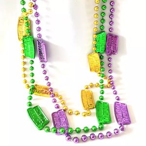 Haiwin สร้อยคอลูกปัดมาร์ดิกราส์,สีเขียวทองม่วงทางตอนใต้ใส่สบาย - Product Image 3