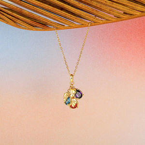 Jeulia Custom Pear Birthstone <b>Initial</b> <b>Necklace</b>-Gold Plated Zircon Pendant - Product Image 5