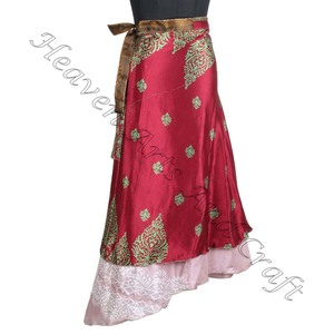 100 วิธีในการสวมใส่กระโปรงยาวแบบพัน 2 ชั้น ผ้าไหมมหัศจรรย์แบบกลับด้านได้ กระโปรงยาวแบบพัน กระโปรงพันรอบตัว 2 ชั้น ลายพิมพ์ - Product Image 6