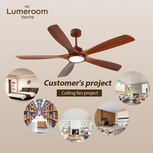 USA In Stock Large Room 60 Inch <b>Ceiling</b> Fan with <b>Light</b> Solid Wood Blades Quiet DC Motor <b>Remote</b> <b>Control</b> Living Room - Product Image 3