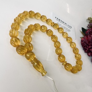 ลูกปัดขัดเงาสีอำพันธรรมชาติสีคอนยัคบอลติกสีเหลืองอำพันมิสบาฮาลูกปัดมะกอก - Product Image 5