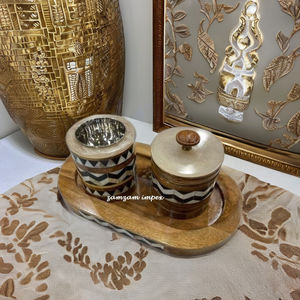 ชุดเครื่องหอมบาคูร์ไม้หรูหราประดับมุก พร้อมเตาเผาไม้จันทน์และไม้กฤษณา งานแฮนด์เมด กล่องเก็บของตกแต่ง กลิ่นหอมแบบอาหรับ สำหรับบูชาในบ้าน - Product Image 6
