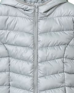 Chaqueta acolchada con capucha gris ligera para hombre con cierre de cremallera frontal abrigo de invierno acolchado cálido para exteriores y uso diario - Product Image 6
