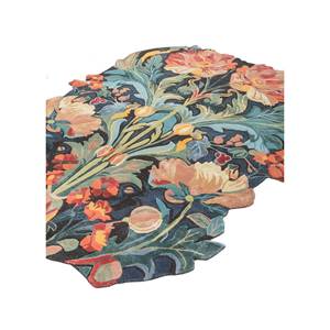 Alfombra Nebulora Azul de Lana y Viscosa Hecha a Mano con Diseño Floral, Rectangular de 9x12, para Entrada, Pasillo, Sala de Estar - Top-345 - Product Image 2