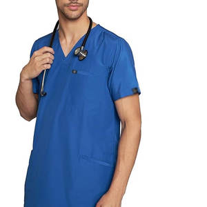 Custom Logo Unisex Medical Scrubs Set Comfortable Breathable Uniform with <b>Pockets</b> for Healthcare Hospital and Nursing <b>Staff</b> - Product Image 1