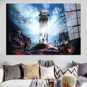 Arte en lienzo de Star Wars Imperial Walker: Decoración con estampado de guerra galáctica, arte en vidrio templado - Product Image 1