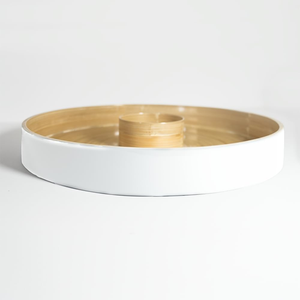 Europe Style Round Spun Bamboo <b>Chip</b> Dip Serving <b>Tray</b> Lacquered Food Grade BPA Free Wholesale Vietnam Factory for Kitchen Use - Product Image 4