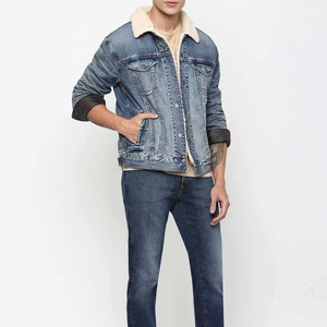 Winter Men's Denim Jacket 100% Cotton <b>Waterproof</b> Reversible Breathable Eco-Friendly High Quality Vintage Style Front Logo - Product Image 4