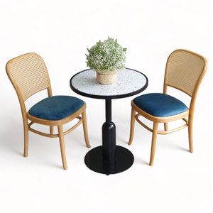 CBCF269 Round Cafe <b>Table</b> and Chair <b>Set</b> with 2 Comfortable Thonet Chairs 1 <b>Coffee</b> <b>Table</b> for <b>Coffee</b> Shops Durable Square Pattern - Product Image 1