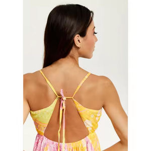 Meilleures ventes, Robe portefeuille mi-longue à manches courtes pour femmes et filles, vente en gros de prix bon marché de style fête florale avec logo au dos en Inde - Product Image 5