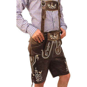 German Austrian Lederhosen <b>for</b> <b>Men</b> Vintage Distressed Leather <b>Shorts</b> and <b>Long</b> Pants Embroidered Bavarian Traditional Wear - Product Image 1