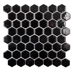 กระเบื้องแก้วสระน้ำรีไซเคิล Islamorada Black Tide Shower แปดเหลี่ยมผนังกันน้ำ - Product Image 1