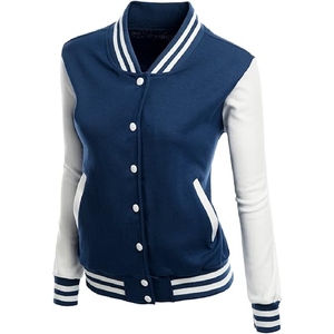 Veste universitaire bleu marine et blanc, style classique Letterman contrastant, vêtements d'extérieur, prix de gros abordable - Product Image 6