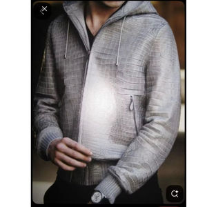 แจ็คเก็ตหนังไบค์เกอร์ลายหนังจระเข้สำหรับผู้ชาย พร้อมซิปปิด ผ้าแคนวาสย้อมสีพื้น บริการ OEM สำหรับฤดูหนาว - Product Image 4