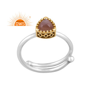 Diseño hecho a mano plata de ley fina piedra lunar de Chocolate Natural piedra preciosa anillo ajustable joyería para mujer regalo para ella - Product Image 1