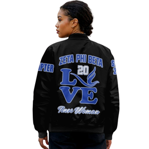 Veste en satin bleu et blanc Zeta Phi Beta pour femmes, vêtements grecs, broderie du bouclier ZPB, vêtements de sororité haut de gamme, vêtements de sport - Product Image 5