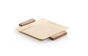 Juego de dos bandejas cuadradas de metal de alta calidad, hechas de metal duradero, ideales para servir postres, café, té o incluso velas, - Product Image 5