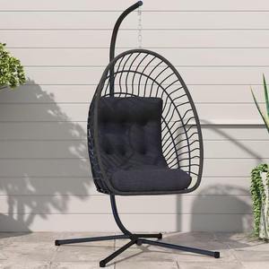 Fauteuil suspendu en rotin toutes saisons - Monoplace avec coussin amovible pour jardin et terrasse - Éponge imperméable - Grande vente - Product Image 5