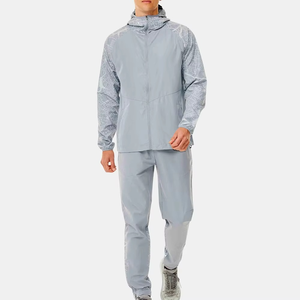 Của nam giới trùm đầu thể thao trống Tracksuit sweatsuit dài tay áo Full-Zip chạy bộ Sweatpants 2 mảnh chắp vá thể thao phù hợp với - Product Image 3