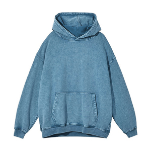 Sweat-shirts d'hiver en molleton 100 % coton de haute qualité pour hommes, avec fermeture éclair, effet délavé, service OEM personnalisé, par un fabricant professionnel - Product Image 2