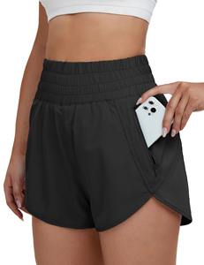 Pantalones cortos de moda de verano de alta calidad para mujer, Color sólido personalizado, bolsillo con cremallera, transpirable, WORSTED para deportes, gimnasio, entrenamiento físico - Product Image 2