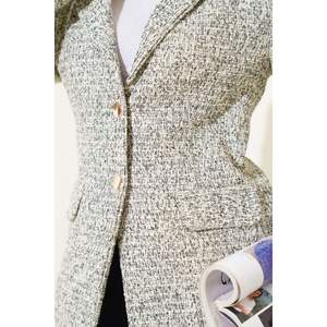 <b>Buttoned</b> Glittery <b>Blazer</b> Jacket Beige - Product Image 4