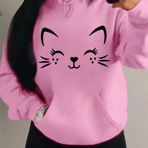 Automne hiver sweat à capuche pour femme Athleisure drôle élégant confortable cerise graphique imprimé pull Streetwear sweat unisexe haut - Product Image 1