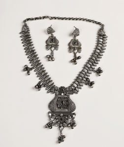 Conjunto de Collar Bohemia con Piedras Negras, Chapado en Plata Antigua y Latón Oxidado, para Mujer, Regalo de Boda - Product Image 4