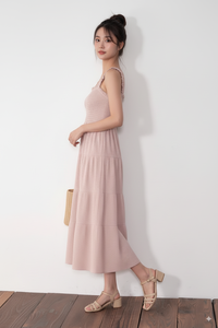 เดรสผู้หญิงหรูหรา ทรงเอไลน์ ผ้าสม็อคประดับลูกปัด ความยาวระดับเข่า ผ้าสเตรช สำหรับฤดูร้อน ขายส่งจากโรงงานโดยตรง - Product Image 5