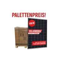 Panneau solaire microcristallin 31 cellules 450W, cadre noir en métal et plastique, 1 palette 100% noir, 620kg, 209.4x1722mm, rectangulaire