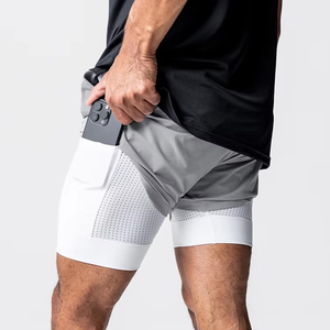 Gymwear Shorts pour hommes Logo personnalisé Respirant Tatting Drawstring Solid Sporty Nonwoven for Summer gymwear Hot OEM ODM services - Product Image 2