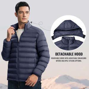 Vestes matelassées pour hommes personnalisables avec capuche Doublure chaude Conception coupe-vent et imperméable Fermeture éclair durable Veste pour hommes - Product Image 4