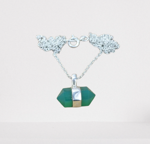 Regalo de boda perfecto, piedras preciosas de ónix verde, accesorios para mujer, collar de plata de ley 925 con colgante estampado 925, joyería - Product Image 1