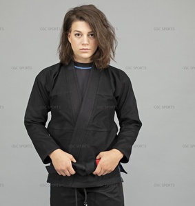 Kimono BJJ noir unisexe, uniforme jiu jitsu brésilien léger avec broderie personnalisée et logos en tissu tissé de perles - Product Image 5