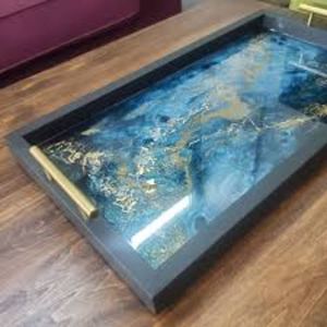 Bandeja de servicio de resina hecha a mano de primera calidad Forma y tamaño personalizados Pieza única a buen precio - Product Image 2