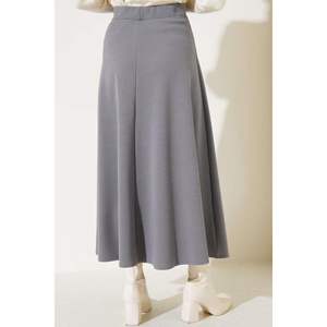 Women's Gray <b>Straight</b> Flared <b>Skirt</b> - Product Image 2
