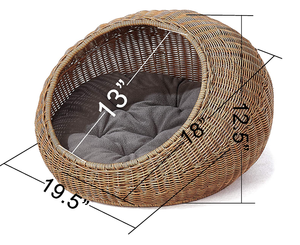 Cama de ratán Natural para mascotas, casa de mimbre en la cúpula, cómoda para relajarse, el mejor regalo para tus mascotas - Product Image 5