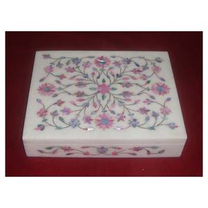 Nouvelle conception exclusive avec des boîtes en marbre d'albâtre blanc pur incrustées pour la décoration de la maison et boîte à bijoux - Product Image 1