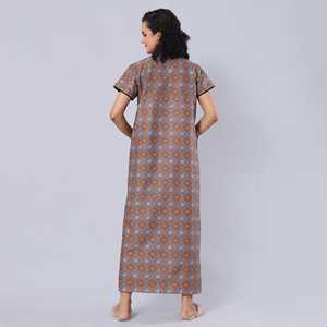 Chemise de nuit longue Evolve pour femme 100 % coton imprimé, décontractée, avec taille élastique, en tissu popeline super confortable et doux, taille XS - Product Image 4