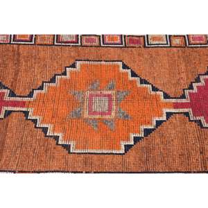 2.7x10.3 ft <b>Runner</b> Turkish Rug, Vintage Rug, Orange <b>Red</b> Polka dot Wool Rug - Product Image 5