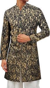 Bajo MOQ por encargo invierno OEM algodón hombres Sherwani traje nuevo moda negro dorado Shalwar Kameez para niños Indio paquistaní - Product Image 3