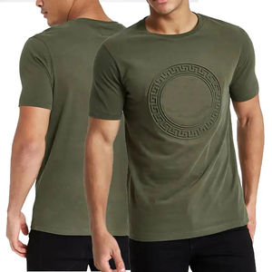 เสื้อยืดคอกลมผู้ชาย ลายนูน สไตล์ลำลอง แขนสั้น สตรีทแวร์ ทรงปกติ เสื้อแฟชั่นฤดูร้อน สกรีนโลโก้ได้ ผ้าฝ้าย 100% - Product Image 4