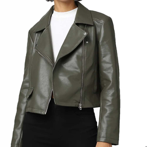 Chaquetas de cuero de Invierno para mujer de calidad superior, estilo clásico personalizado, patrón sólido, cuero de cordero Real, tejido liso teñido para mujer - Product Image 1