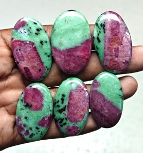 พลอยทับทิมธรรมชาติ zoisite อัญมณี Cabochon ขัดทุกขนาดคริสตัล Cabochon สำหรับเครื่องประดับจี้ทำทับทิม zoisite วงรี - Product Image 3