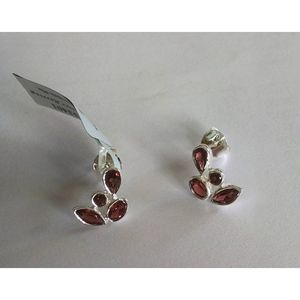 Shah Gems Women's Natural Garnet <b>Stud</b> Earrings 925 Sterling <b>Silver</b> Trendy Flower Bezel Setting for Parties and Gifts - Product Image 1