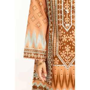 ชุดผ้าชีฟองสำหรับผู้หญิง 3 ชิ้น สีส้ม แบบไม่เย็บตะเข็บ พร้อมลายปักดิจิทัล พิมพ์ลายสำหรับใส่ทุกวัน - Product Image 5