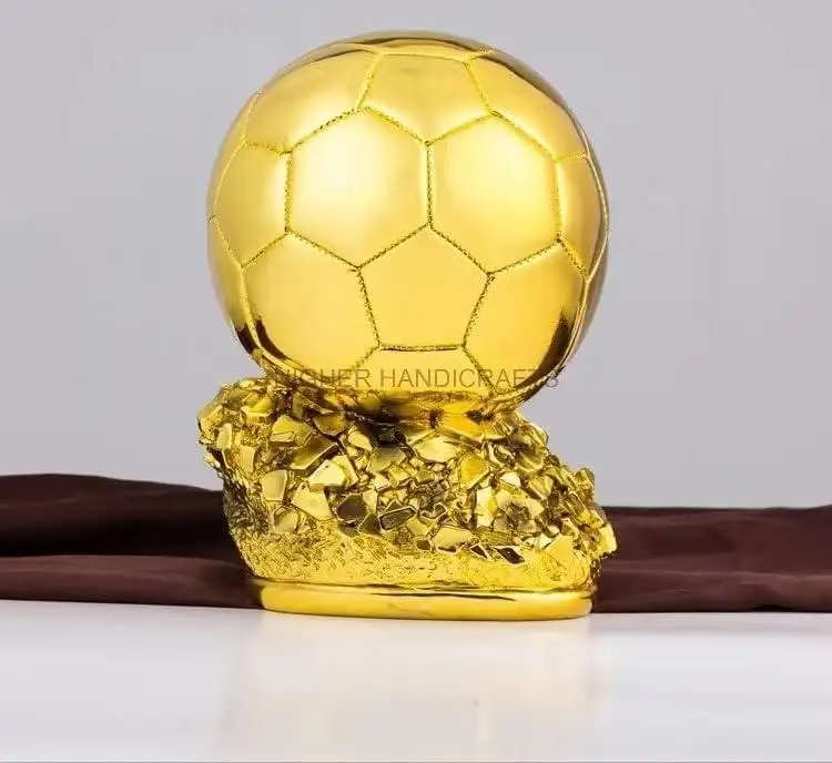 Troféu de Futebol de Bronze para Copa do Mundo de Futebol Bola de Ouro Troféu de Futebol Melhor Jogador Troféu de Campeão de Futebol