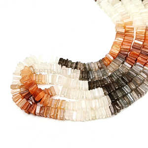 Wholesale Natural Multi <b>Moonstone</b> Smooth Heishi Square Shape Loose Gemstone Beads with Smooth Polished Beads for Jewelry Making - Product Image 4