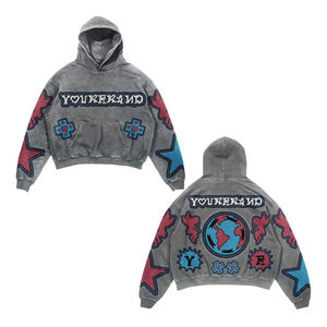 Article frais Votre logo de marque Design professionnel Sweat à capuche pour homme Coton mélangé High Street Best Style Distressed Hoodie - Product Image 5